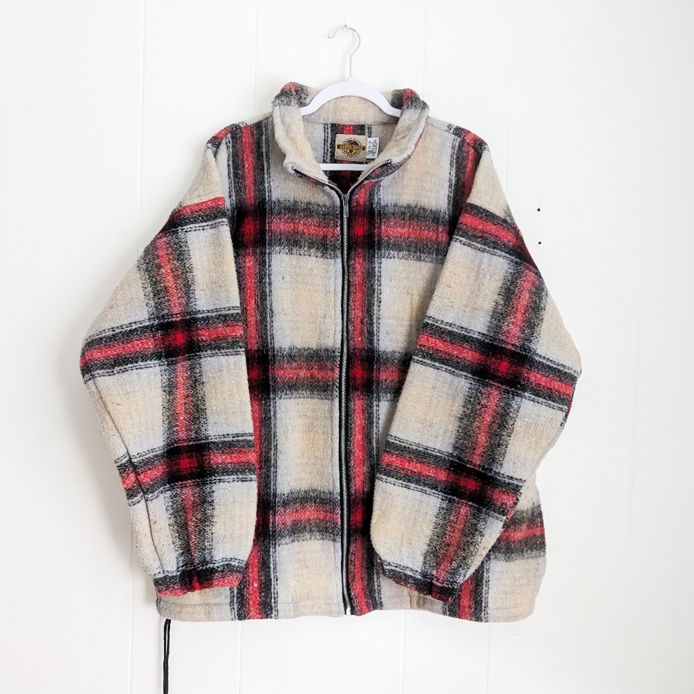 Vintage Earth Ragz Plaid Zip Up Jacket Mens XL